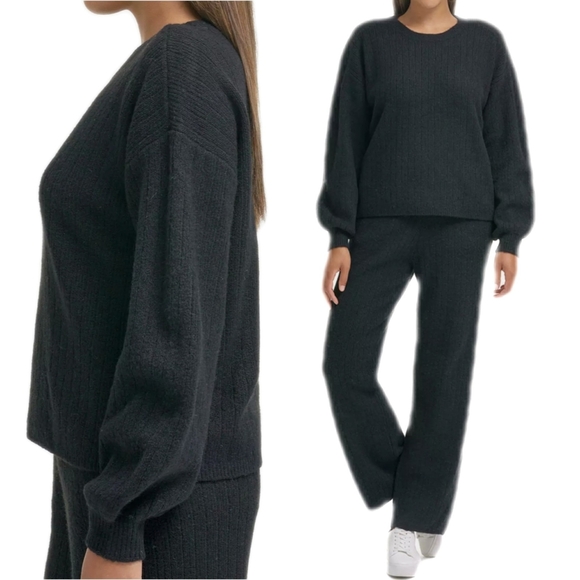 NWT DKNY $130 Ladies Modern Fit Soft Cashmere Blend Black Sweater - Picture 5 of 8